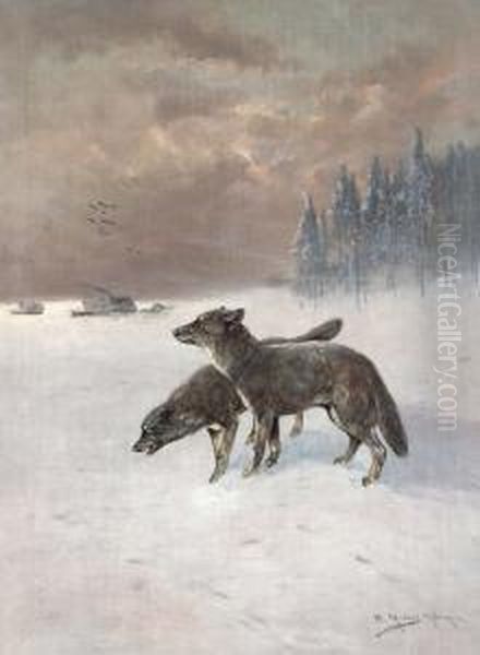 Zwei Wolfe Im Schnee. - view 1