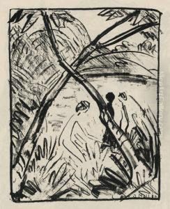 Drei Figuren Und Gekreuzte Stamme by Otto Muller
