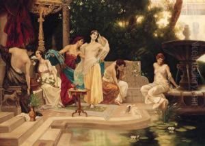 Bathing Beauties In An Oriental Garden by Victor Muller