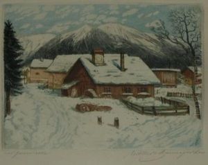 Farbradierung by Karl Muller-Baumgarten