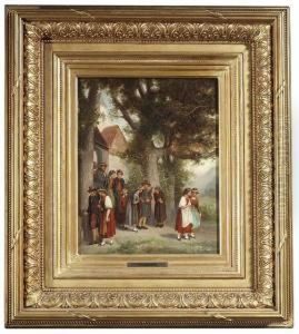 After The Churchgoing. Oil/canvas, Signed And Dated "1880" by Adolf Leonhard Muller-Cassel