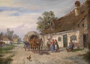 Resting On The Country Road by Ludwig Muller-Cornelius