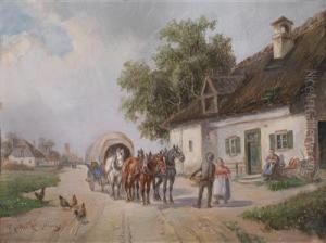 Rast Vor Dem Gasthaus by Ludwig Muller-Cornelius