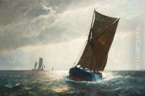 Boten Op De Noordzee by Franz Muller-Gossen