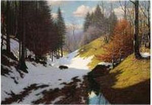 Muller-landeck , Early Spring, Signed And Inscribed Munchen, Oil On Canvas, 69.5 X 99 Cm.; 27 1/2 X 39 In by Fritz Muller-Landeck