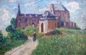 Sommerlandschaft Mit Kapelle Auf Einer Anhohe by Peter Paul Muller-Werlau