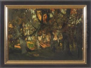 Herbstwald Am Samerberg by Anton Muller-Wischin