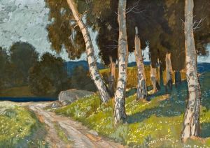 Landschaft Mit Waldweg by Oskar Mulley