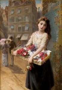 A Street Flower Seller by Augustus Edwin Mulready