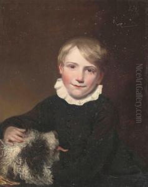 Portrait Of A Boy, Half-length, In A Black Coat And White Ruff, His Dog At His Side - view 1