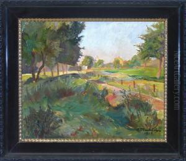 Sommerlicher Weg Vor Einem Dorf - view 1
