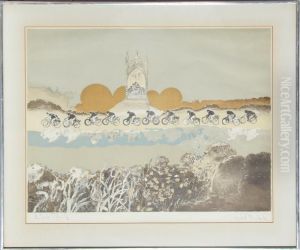 Untitled (bicycle Race And Shrine) by Robert T. Mumford