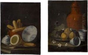 Figues, Fleurs Et Porcelaine De Chine A Decor Bleu Et Blancd'epoque Ming. by Cristoforo Munari