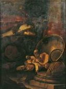 Nature Morte Aux Pieces De Cuivre, Poissons Et
 Champignons