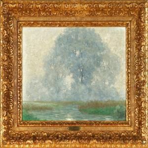 Landscape With A Tree In Misty Landscape by Gustav Heinrich Munch