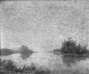 G.h. "see Im Morgenlicht". Sign. Und Bez. Mannheim, Rucks. Bez. Und Betitelt "fruhlicht". Ol Auf Holz. Min. Besch. 37 X 46 Cm. Rahmen by Gustav Heinrich Munch