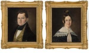 Portrait Of The Merchant Chr Stub Myhre And His Wife by Jakob Munch