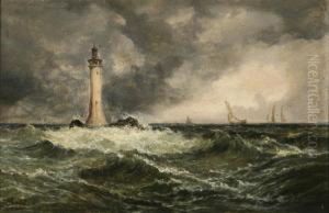Eddy Lighthouse
And
Falmouth Bay,cornwall
: A Pair Of Works by J. Mundell