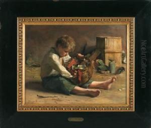 Sitzender Knabe"mit Korb by Caroline Emilie Mundt