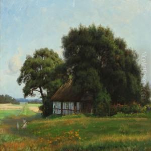Summerlandscape At A Thatched House by Emilie Mundt