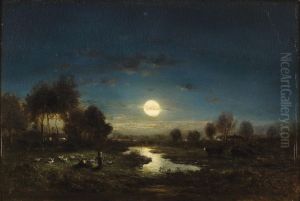 Pastoral Landscape In Moonlight