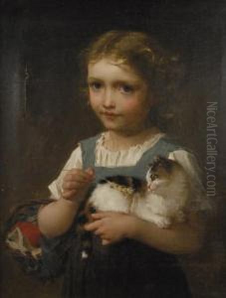 Girl With Kitten - view 1