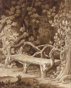 A Rustic Bench Built Of Roots Set Among Trees by Amelie Munier-Romilly