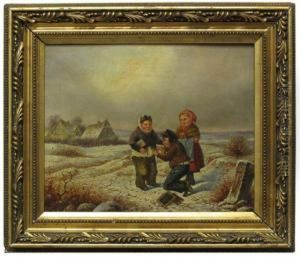 Kinder In Winterlandschaft by Jacob Munk