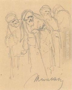 Etude De Personnages by Michael Munkacsy