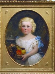 A Portrait Of A Young Girl With A Basket Of Fruit by Henry Turner Munns