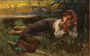 El Descanso De La Campesina by Tomas Munoz Lucena
