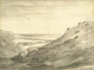 A Flock Of Sheepresting On A Hill Top by Thomas, Dr Munro