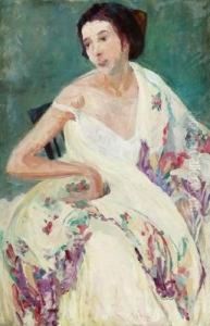 Woman In A Flowered Gown by Sarah Sewell Munroe
