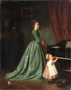 Mutter Und Kind Beim Musizieren by Joseph Munsch