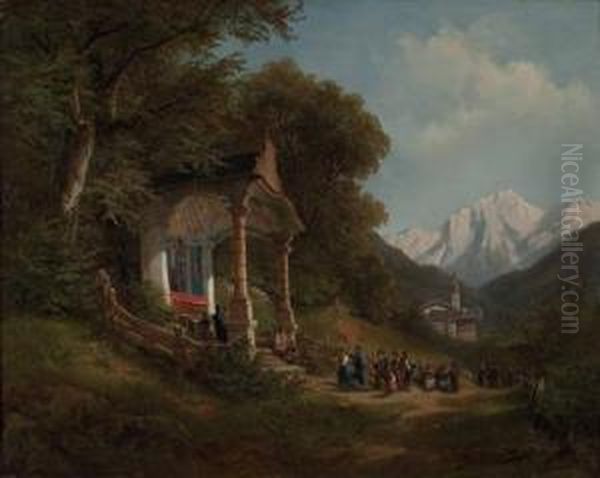 Prozessionszug Bei Der Waldkapelle In Der Ramsau Bei Berchtesgaden - view 1