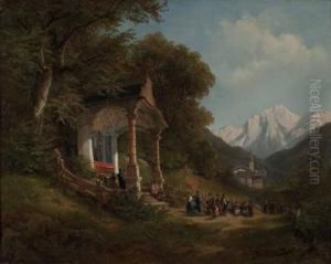 Prozessionszug Bei Der Waldkapelle In Der Ramsau Bei Berchtesgaden by Leopold Munsch
