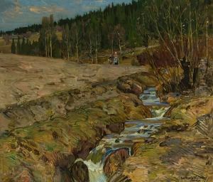 Pa Tur Langs Bekken by Gerhard Munthe