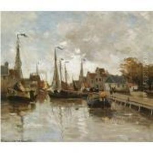 A View Of A Small Harbour, Possibly Katwijk
