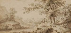 Figures In Extensive Landscape by Joh. Heinrich Muntz