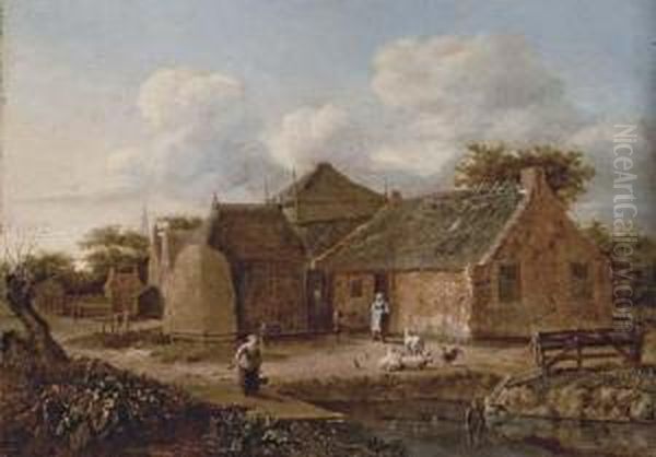 Two Peasant Women In A Farm Courtyard - view 1