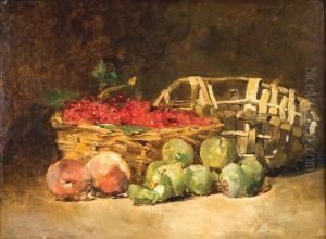 Nature Morte A La Corbeille De Baies Rouges Et De