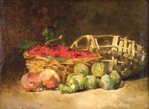 Nature Morte A La Corbeille De Baies Rouges Etde