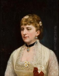 Bildnis Einer Dame Mit Margeriten Im Haar by Louis Muraton
