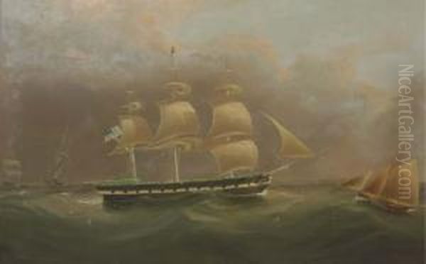 The American Flag Ship Gladiator Passing A Lighthouse With Other Shipping In The Distance - view 1
