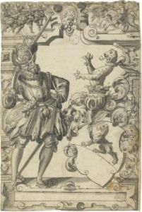 The Arms Of The Escher Zum Luchs With A Musketeer, A Battle Sceneabove by Christoph Murer