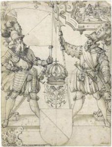 The Arms Of Zurich Below Those Of The Holy Roman Empire by Josias Murer