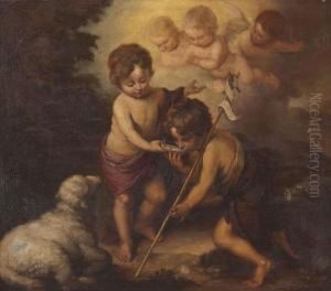 Jesusknabe Und Johannes by Bartolome Esteban Murillo