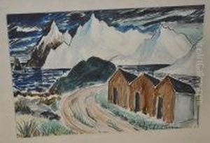 Icelandic Headland With Boat Houses by Charles Murray