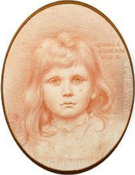A Portrait Study Of A Young Girl, Muriel E.heseltine, Aged 3 - view 1