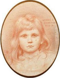 A Portrait Study Of A Young Girl, Muriel E.heseltine, Aged 3 by Charles Fairfax Murray